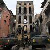 Demolition work on Palazzo Fienga begins, Naples, Italy - 05 May 2026