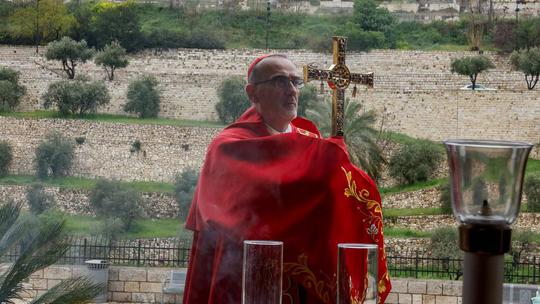 Cardinal Pizzaballa holds a prayer service to mark Palm Sunday, in Jerusalem