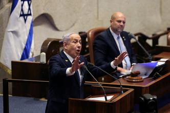 Israeli Prime Minister Netanyahu speaks at the plenum of the Knesset, in Jerusalem