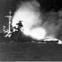 German battleship 'Bismarck' opening fire on the British battleship 'Prince of Wales' and the British battlecruiser 'Hood', 1941