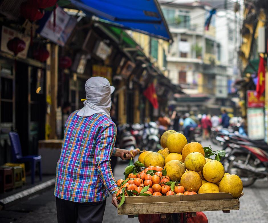 Čovjek gura kola s voćem i povrćem | Author: Ngo Tuan Anh/Pixabay
