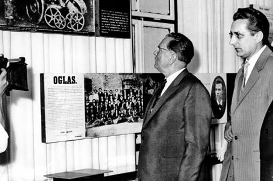 Tito i Tuđman u Muzeja revolucionarnog pokreta i Narodnooslobodilačke borbe u Kumrovcu 1962. godine