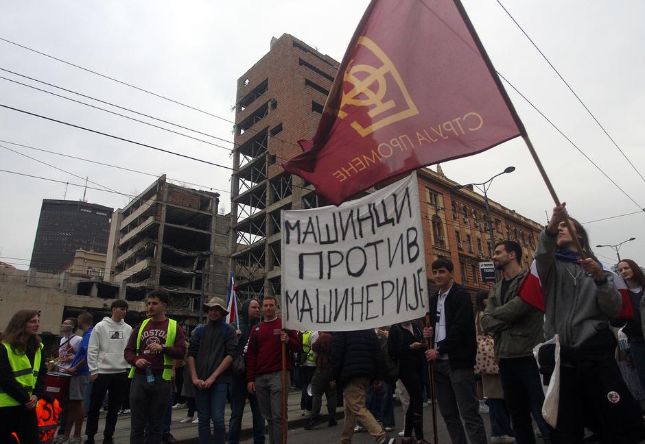 Beograd: Na poziv beogradskih studenata danas se održao "Protest za Generalštab", povodom 26. godišnjice od početka NATO bombardiranja | Author: Milos Tesic/ATA Images/PIXSELL