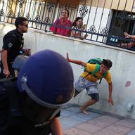 Mass crossings of migrants on foot and by sea from Morocco into Spanish territory, in Ceuta