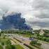 Smoke rises from an oil refinery following a Ukrainian drone attack in Moscow