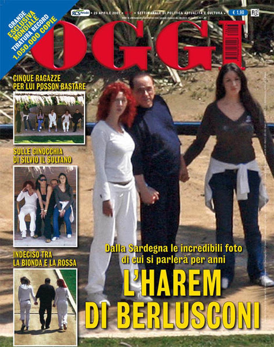 BERLUSCONIS HAREM. Italian magazine "OGGI" publish paparazzis photos of Silvio Berlusconi tete a tete with a few girls while his wife Veronica not at home. | Author: ROPI