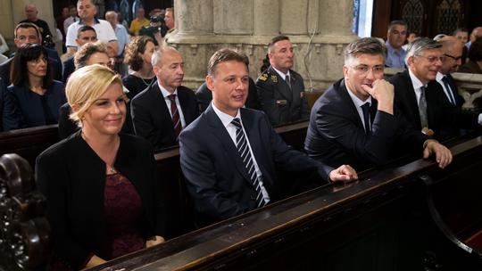 Kolinda Grabar Kitarović, Gordan Jandroković i Andrej Plenković u katedrali