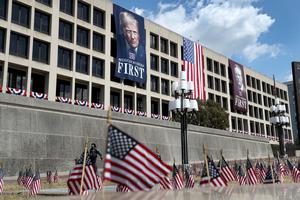 A Large Photograph Of U.S. President Donald Trump In Washington, District Of Columbia, USA, Washington Dc, Virginia. - 03 September 2025
