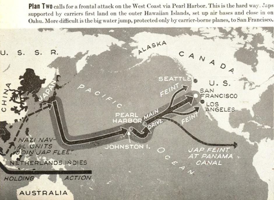 Karte mogućih scenarija napada Hitlera na SAD | Author: Screenshot