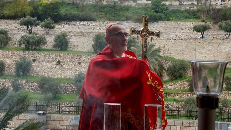 Cardinal Pizzaballa holds a prayer service to mark Palm Sunday, in Jerusalem