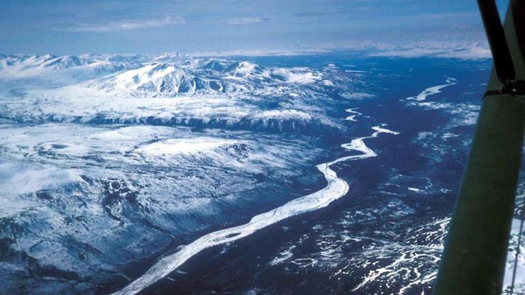Frozen Watana creek and within the Talkeetna mountains