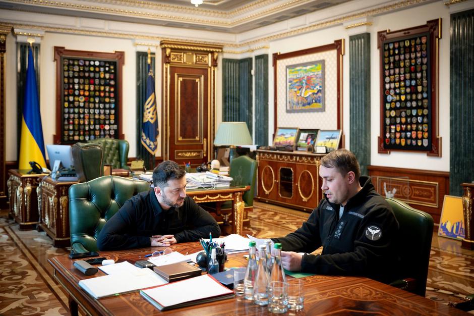 Ukrainian President Zelenskyy Meets With Defense Intelligence Chief Kyrylo Budanov, Kyiv, Kiev Oblast, Ukraine - 12 Nov 2025 | Author: 