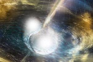 Sudar neutronskih zvijezda, umjetnički prikaz