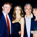 A PBS News Hour screenshot of a photograph showing U.S. President Donald Trump socializing with accused pedaphile Jeffrey Epstein.
