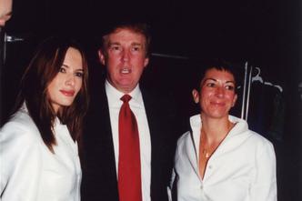 EXCLUSIVE: Donald Trump And Melania Trump Pose With Ghislaine Maxwell At Anand Jon Fashion Show On September 18, 2000 In New York City.
