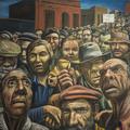Antonio Berni, Manifestación (Public Demonstration) 1934 egg tempera on burlap painting in MALBA museum Buenos Aires, Argentina