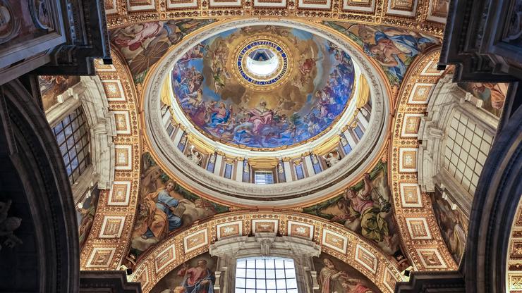 Detail of the Baptismal Chapel Dome, located within Saint Peter s Basilica in Vatican City, the papal enclave in Rome, U