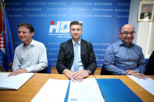 Jandroković, Plenković i Brkić u središnjici HDZ-a