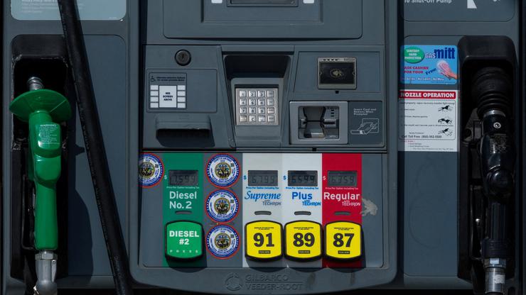 FILE PHOTO: Price of gasoline shown on pumps in California