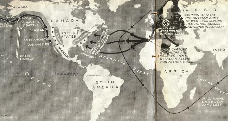 Karte mogućih scenarija napada Hitlera na SAD | Author: Screenshot
