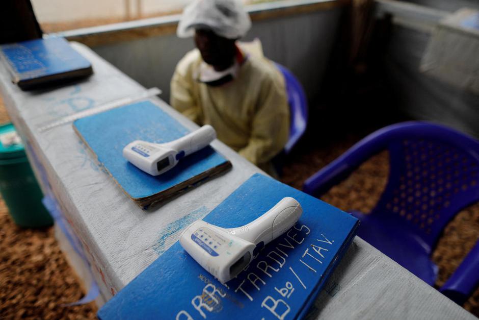 FILE PHOTO: Thermometers are pictured at the entrance of an Ebola treatment centre in the Eastern Congolese town of Butembo | Author: ZOHRA BENSEMRA/REUTERS