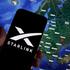 The Starlink photo is seen on a mobile device with Ukraine on a map in the background in this illustration photo in Warsaw, Poland on 21 September, 20