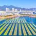 HANGZHOU, CHINA - DECEMBER 06: Aerial view of workers growing water celery (oenanthe javanica) on ecological floating be
