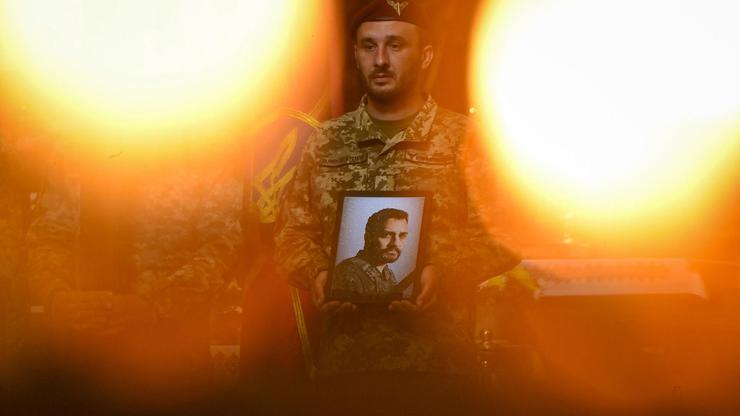 A funeral ceremony for Jhan Sebastian Restrepo Mazo of Colombia, who fought for Ukraine's 413th Unmanned Systems Regiment ('Raid'), in Lviv