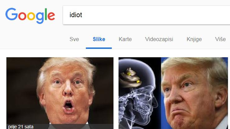 Googleov algoritam za pojam 'idiot' pokazuje Trumpa