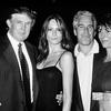 A PBS News Hour screenshot of a photograph showing U.S. President Donald Trump socializing with accused pedaphile Jeffrey Epstein.