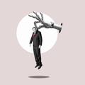 Flat design art. An ai algorithm ousts workers. Job loss due to AI technology.