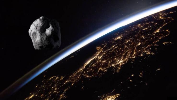 Ilustracija bliskog susreta asteroida i Zemlje