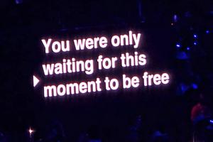 Beyonce aggressively throws her American Flag outfit on the floor as she performs during final tour stop in Las Vegas