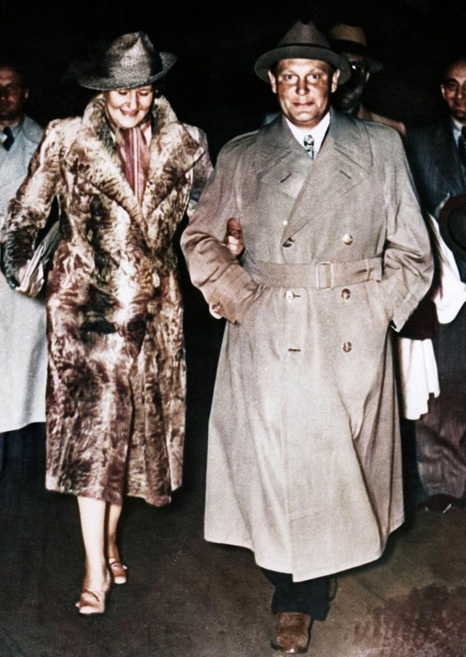 Hermann Göring, Nazi politician and military leader, with his wife Emmy, c1935-c1945. A German actress, Emmy Sonnemann (1893-1973) became the second wife of Luftwaffe Commander-in-Chief Hermann Göring in 1935. She served as Adolf Hitler's hostes | Author: 