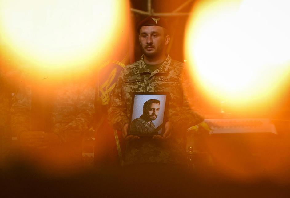 A funeral ceremony for Jhan Sebastian Restrepo Mazo of Colombia, who fought for Ukraine's 413th Unmanned Systems Regiment ('Raid'), in Lviv