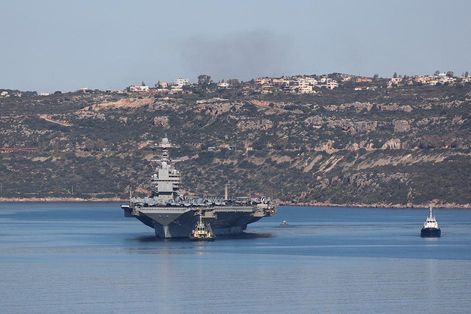 FILE PHOTO: USS Gerald R. Ford aircraft carrier leaves Souda Bay on the island of Crete | Author: Makis Kartsonakis