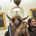 DC: Jake Angeli the QAnon Shaman storming the US Capitol