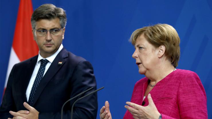 Angela Merkel i Andrej Plenković na konferenciji u Berlinu