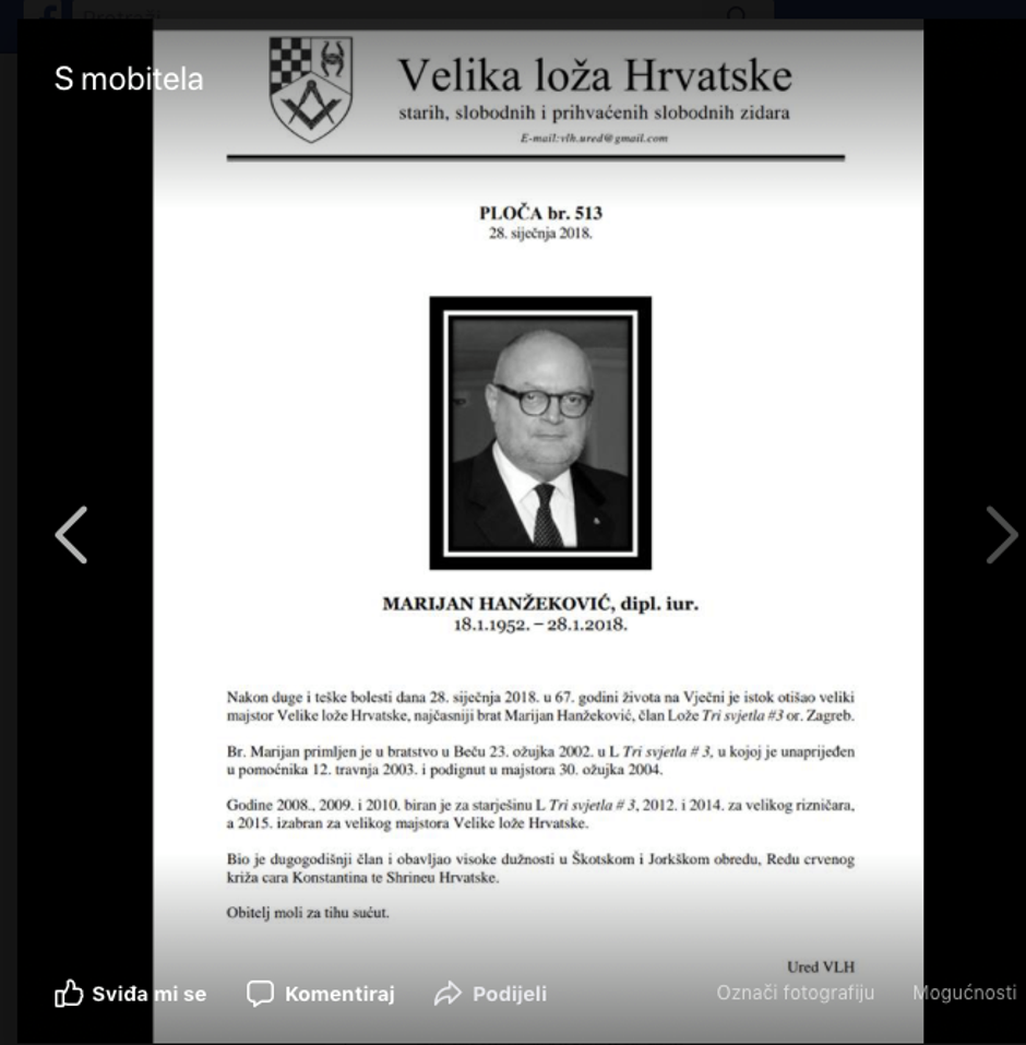 Priopćenje o Hanžekovićevoj smrti | Author: Screenshot
