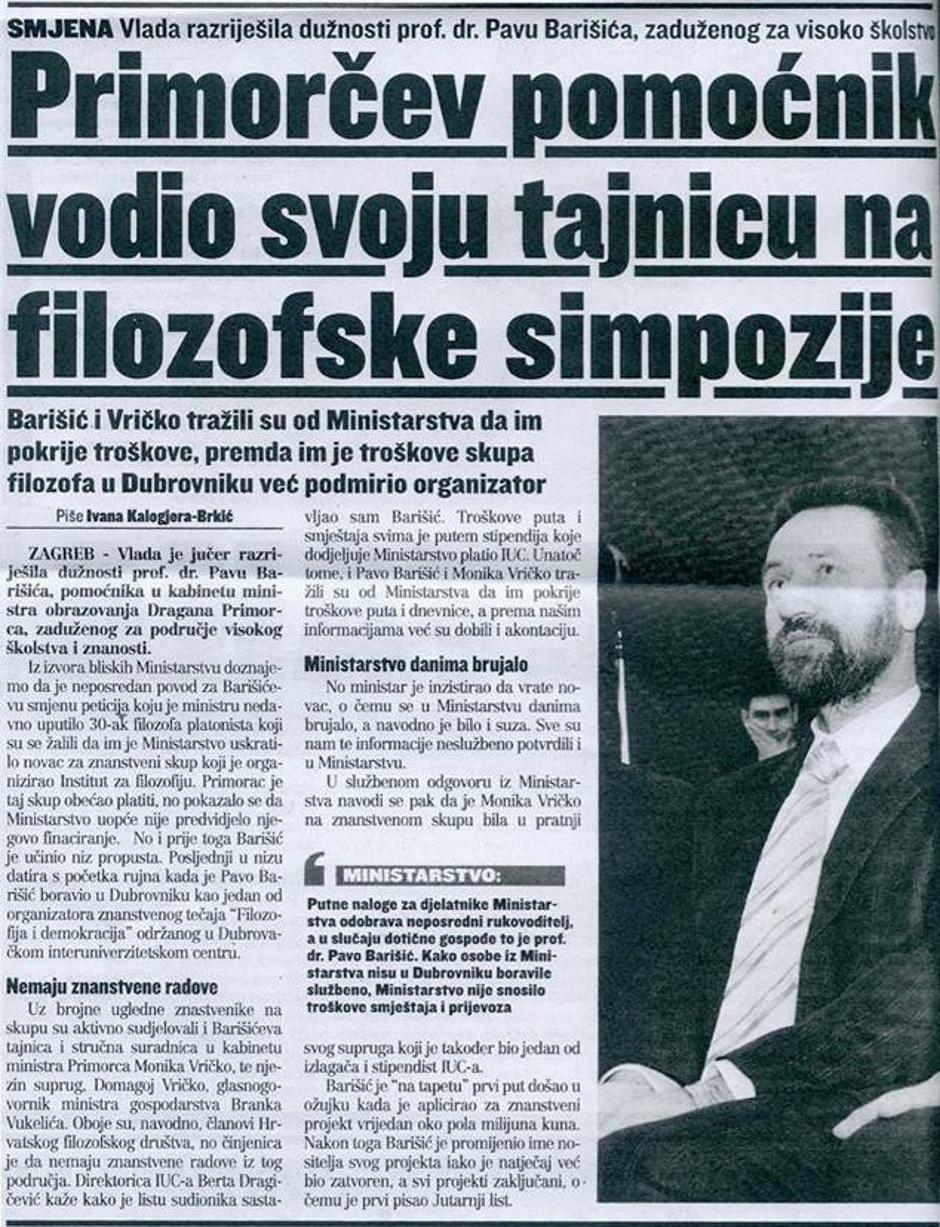 Tekst o Pavi Barišiću u Jutarnjem listu | Author: screenshot/youtube
