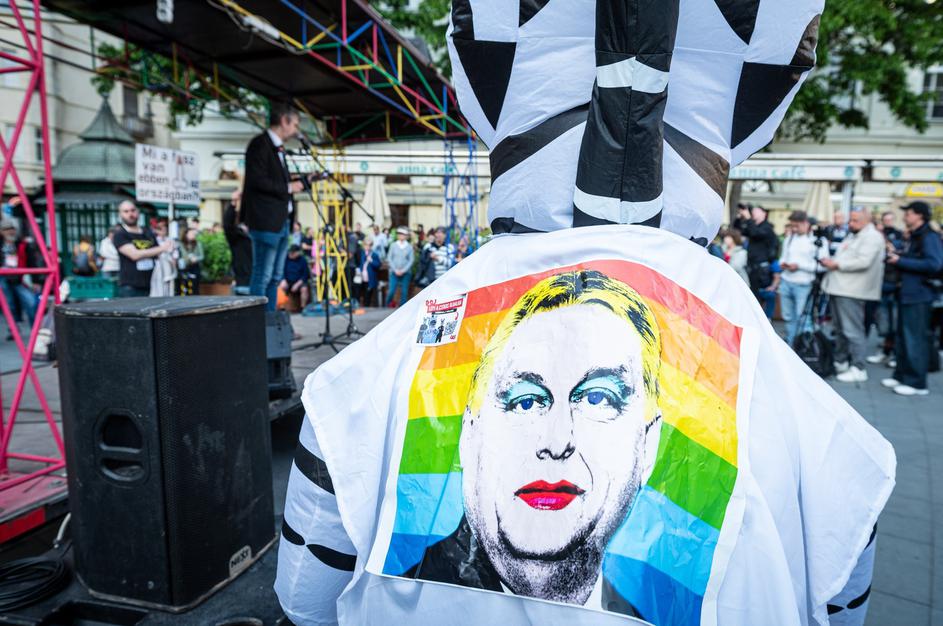 Protesters Demonstrate In Budapest