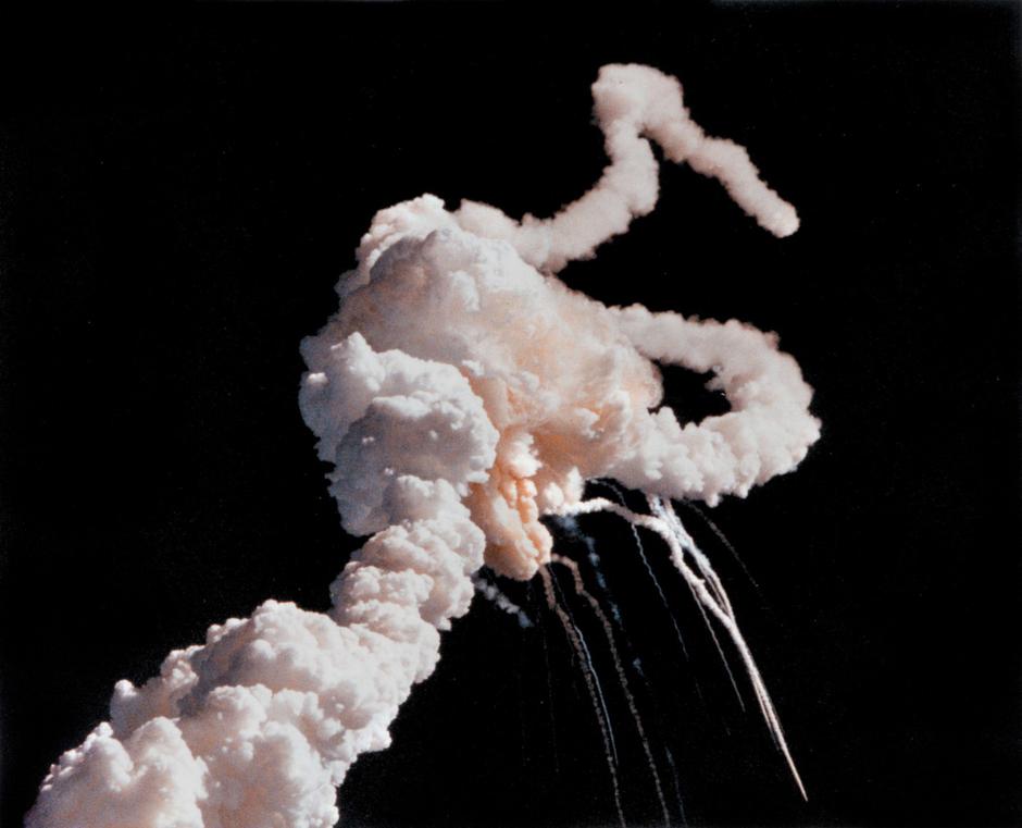Space shuttle Challenger. Photograph of the space shuttle Challenger exploding soon after take-off in January 1986. Photo courtesy of NASA. | Author: 
