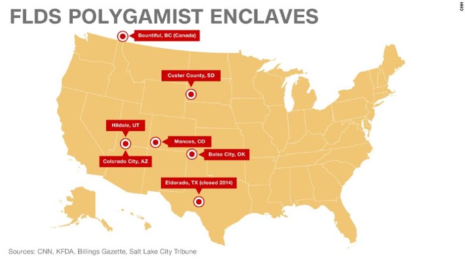 Lokacije poligamnog mormonskog kulta u SAD-u | Author: cnn.com