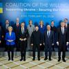 Ukrainian President Zelenskiy and EU leaders pose for a picture before a meeting of 'Coalition of the Willing' in Kyiv