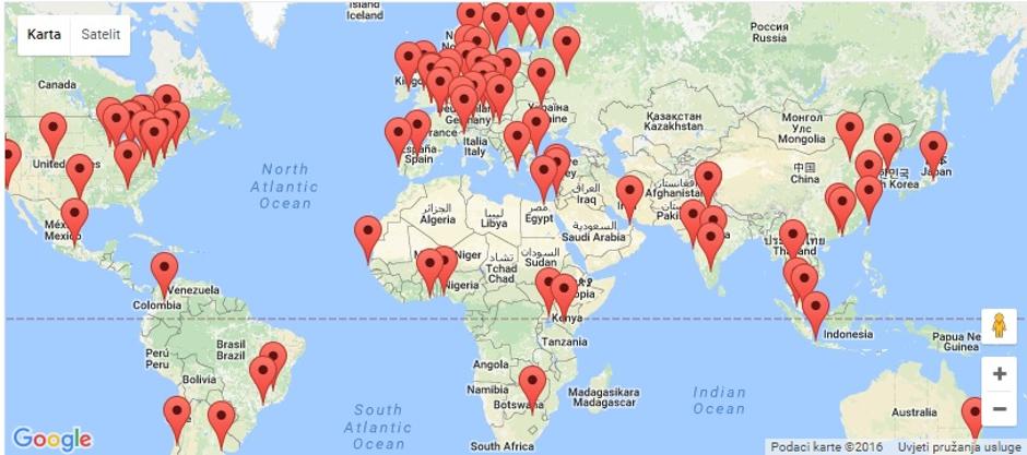 Prikaz Googleovih podružnica diljem svijeta | Author: Google Maps