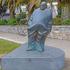 Opatija, Croatia - October 08, 2024: Bronze Statue of Famous Croatian Writer Miroslav Krleza Historic Landmark Gift by City of Zagreb at Promenade Wal