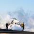 Arabian Sea, United States. 15 April, 2025. U.S. Navy sailors prepare a EA-18G Growler electronic warfare aircraft with the Gauntlets of Electronic Attack Squadron 136, for launch off the flight deck of the Nimitz-class aircraft carrier USS Carl Vinson du