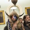 DC: Jake Angeli the QAnon Shaman storming the US Capitol