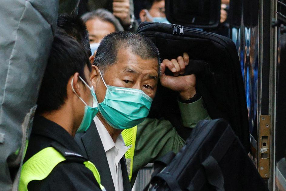 FILE PHOTO: Media tycoon Jimmy Lai leaves the Court of Final Appeal, in Hong Kong