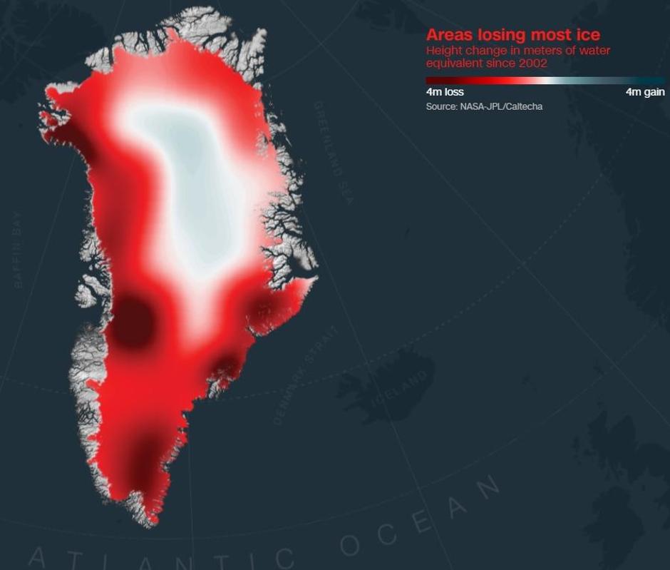 Područje otapanja na Grenlandu po godinama | Author: Thomas Mote/ Kyle Mattingly/ University of Georgia